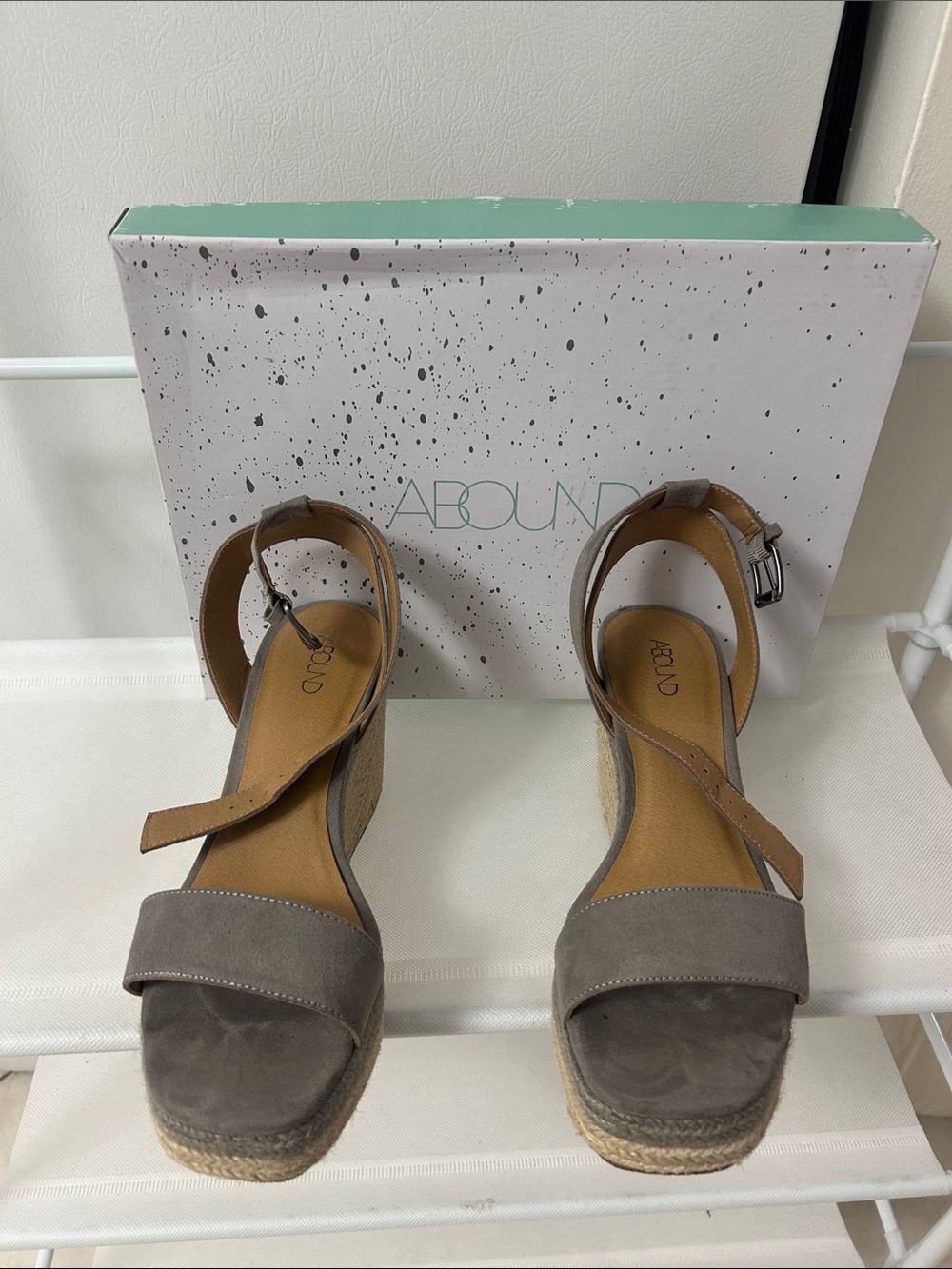 Abound Taupe Suede Espadrille Wedge Sandals with Ankle Strap